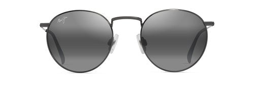 Maui Jim Pukaua Round Sunglasses, Shiny Dark Ruthenium/Neutral Grey Polarized, Medium