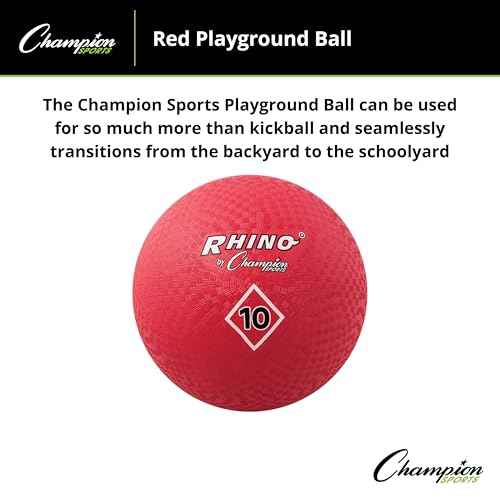 Champion Sports Playground Ball ? High-Bounce 2-Ply Construction, Durable Red Ball for Throwing, Catching & Kicking - Multiple Sizes (5", 6", 7", 10", 13", 16")