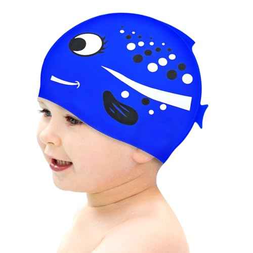 Swim Cap Kids Silicone Swimming Cap for Toddler Swim Hat Water Hats for Girl Boy 3-5 Years