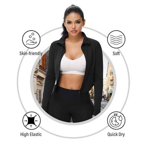 Dalavch 3 Pack Womens Cropped Full Zip up Workout Jacket Slim Fit Running Athletic Gym Yoga Sports Jacket with Thumb Holes