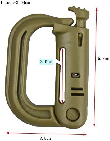 Jadedragon Multipurpose Tactical 360 Rotation D-Ring Clips/Locking Carabiner/Hydration Tube Clips/Elastic String Strap Management Tool for MOLLE Webbing Attachment Backpacks