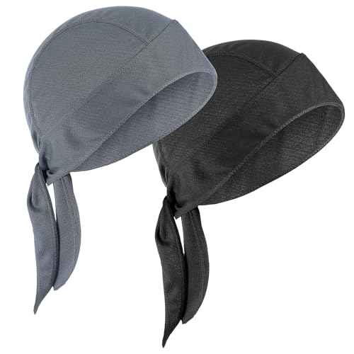 2Pcs Doo Rags for Men, Soft Head Wraps for Men, Cooling Helmet Liner Breathable Cooling Do Rag Beanie Cap Hat