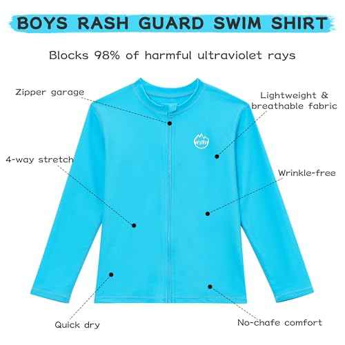 Willit Boys Rash Guard Swim Shirt Long Sleeve Baby/Toddler Girls UPF 50+ Sun Protection Shirt Quick Dry
