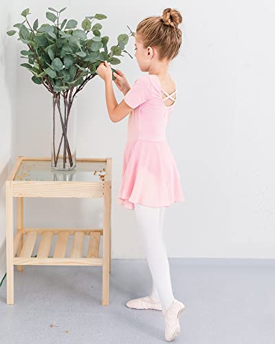 Girls Toddler Ballet Leotard Dress - Pink Cross Back, Size 5-6 Years
