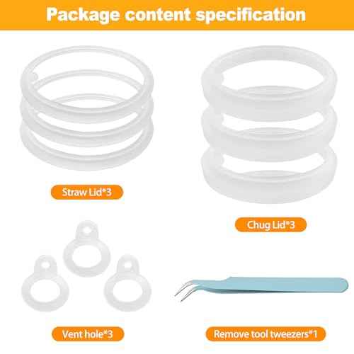 CoguZed 3 Sets of 9 Silicone Gaskets for Thermoflask & Takeya Lids Water Bottle Replacement, Perfect for Straw Lid, Chug Lid & Spout