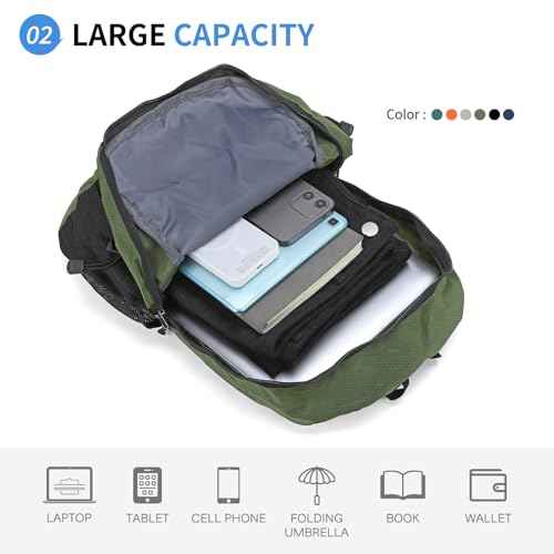 Hiking Daypack Packable, Camping Backpack Water Resistant Lightweight Polyester for Men Women Travel Outdoor