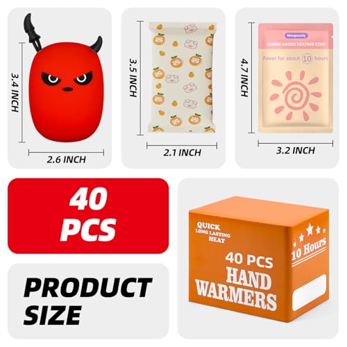 Hand Warmers Up to 10 Hours Long-Lasting for Warm Hot Hands, Disposable, Hands Feet and Body, Winter Essentials, Camping Hand Warmers 10 Packs (40 Packs Gift of Silicone Insulation Cover)