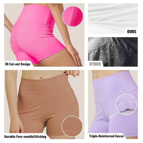 Women's 6" Gym Biker Shorts, Spandex Athletic Workout High Waisted Yoga Shorts