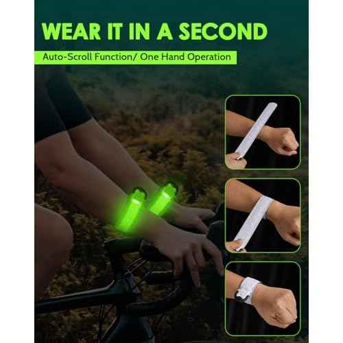 Rechargeable LED Armband 2-Pack, High Visibility Reflective Running Gear for Night Safety, 5 Colors & 3 Modes Light Up Armbands for Night Walking, Cycling, Running Gift for Women Men£¬White