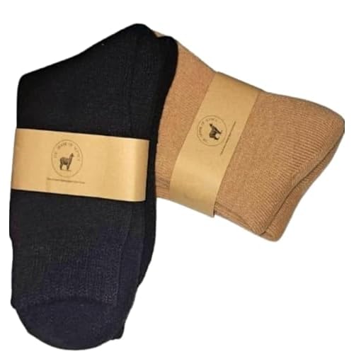 The House of Alpaca Thermal Wool 2 Pair Unisex Beige Black Neutral Colors Hiking Hunting Hockey Thick Warm Winter