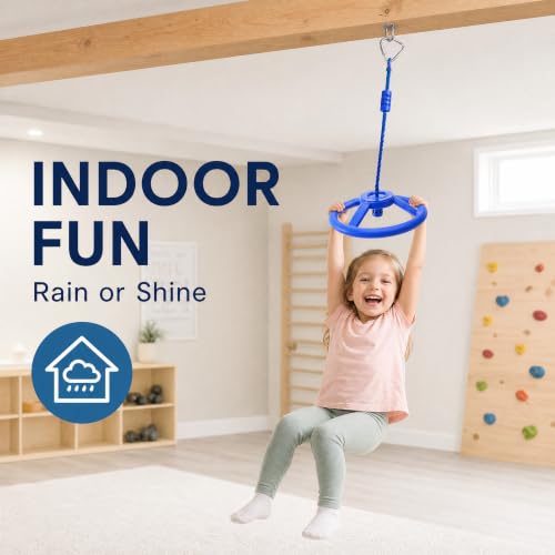 Outdoor Monkey Wheel Swing - 360° Rotating Obstacle Course Accessory, Blue