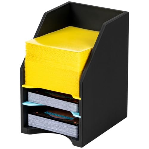 Card Deck Holder for MTG Commander Black - Holds 150 Double-Sleeved Cards with Dividers