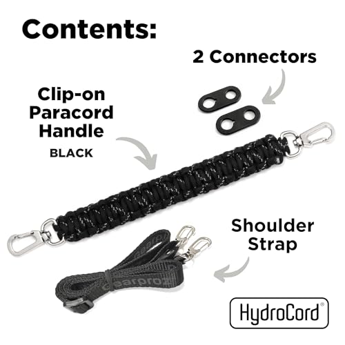 Gearproz HydroCord 3.0 H, Replacement Handle and Clips for Hydroflask Lids with Rivets, Fits Wide Mouth Bottles 12oz-64oz, Shoulder Strap, Water Bottle Handle, Durable Carrier