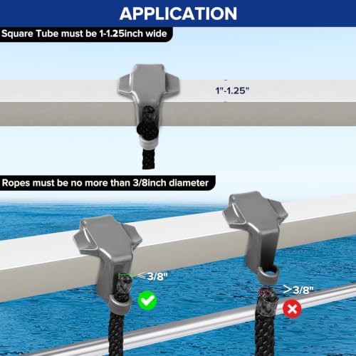 Boat Bumper Clips for Docking - Grey, Set of 4 - Fits 1 Inch & 1.25 Inch Square Tube - Variation 4