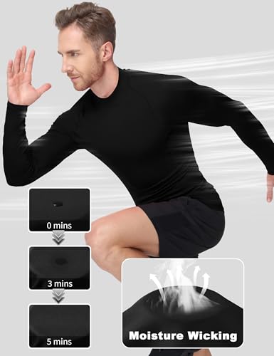 Men's Mock Turtleneck Compression Shirt Long Sleeve Undershirt