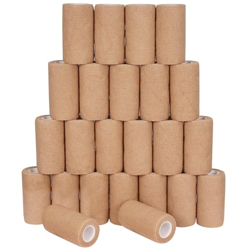 Brown Self Adhesive Bandage Wrap 4 Inch x 5 Yards, Cohesive Elastic Medical Tape