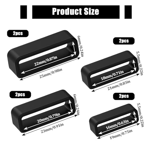 8 Pack Silicone Watch Band Keepers for Smart Sport Watches - Strap Holder Loops