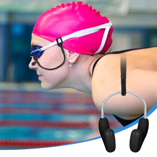 Hiboom 10 Pcs Silicone Swimming Nose Plugs with Strap - Black