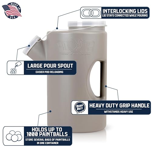 Gen X Global Ultimate Paintball Hauler/Caddy, G-162, Holds 1,000 Paintballs, Impact-Resistant, Easy Pour Spout, Portable Design with Secure Lid