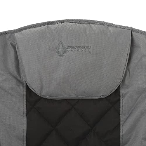 ARROWHEAD OUTDOOR Portable Deluxe Folding Camp Quad Chair w/Headrest, Glass & Cup Holders, Armest 6-can Cooler, Heavy Duty Carry Bag, 550 lbs Weight Capacity