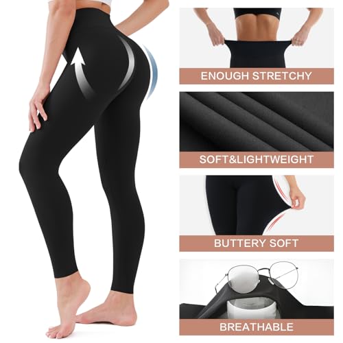 4 Pack High Waisted Leggings for Women - No See Through Tummy Control Cycling Workout Yoga Pants Reg & Plus