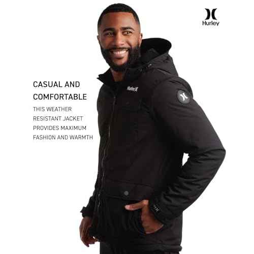 Hurley Mens Winter Jacket - Warm Zip Up Hooded Parka Sherpa Lined Jackets For Men with Multiple Pockets (Sizes S-XL)