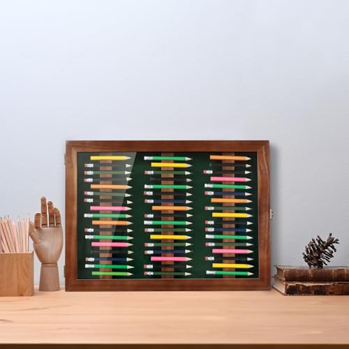 Golf Pencil Display Case with Wooden Frame for 51 Pencils - Wall Mount or Tabletop