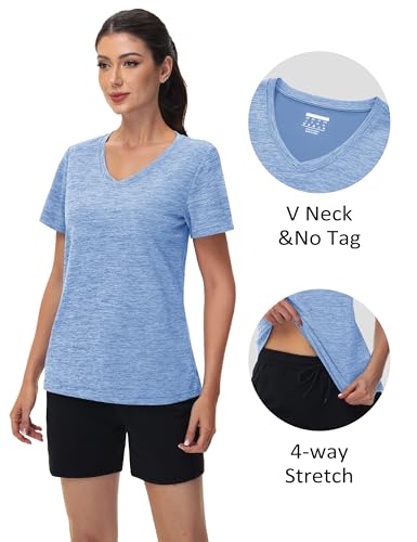 Women's UPF 50+ Quick Dry Sun Protection T-Shirt - Large Light Blue