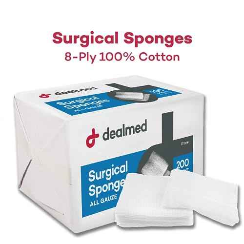 Dealmed 2" x 2" Surgical Sponges, 8-Ply, Non-Woven Absorbent Gauze Sponges for Wound Care, First Aid Kits and Medical Facilities, 200 Count (Pack of 2)