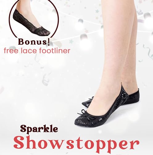 Silky Toes Foldable Sequin Shoes for Women - Silver, Wedding & Costume Flats
