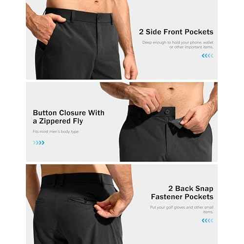G Gradual Mens Golf Pants Stretch Dress Casual Pants 30"/32"/34" Lightweight Work Travel Slacks for Men with 4 Pockets