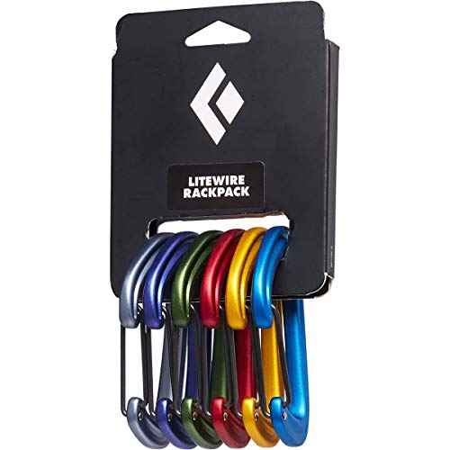 Black Diamond Litewire Rackpack 6-Pack Set of Rock Climbing Wiregate Carabiners for Mountaineering, Camping, Outdoors
