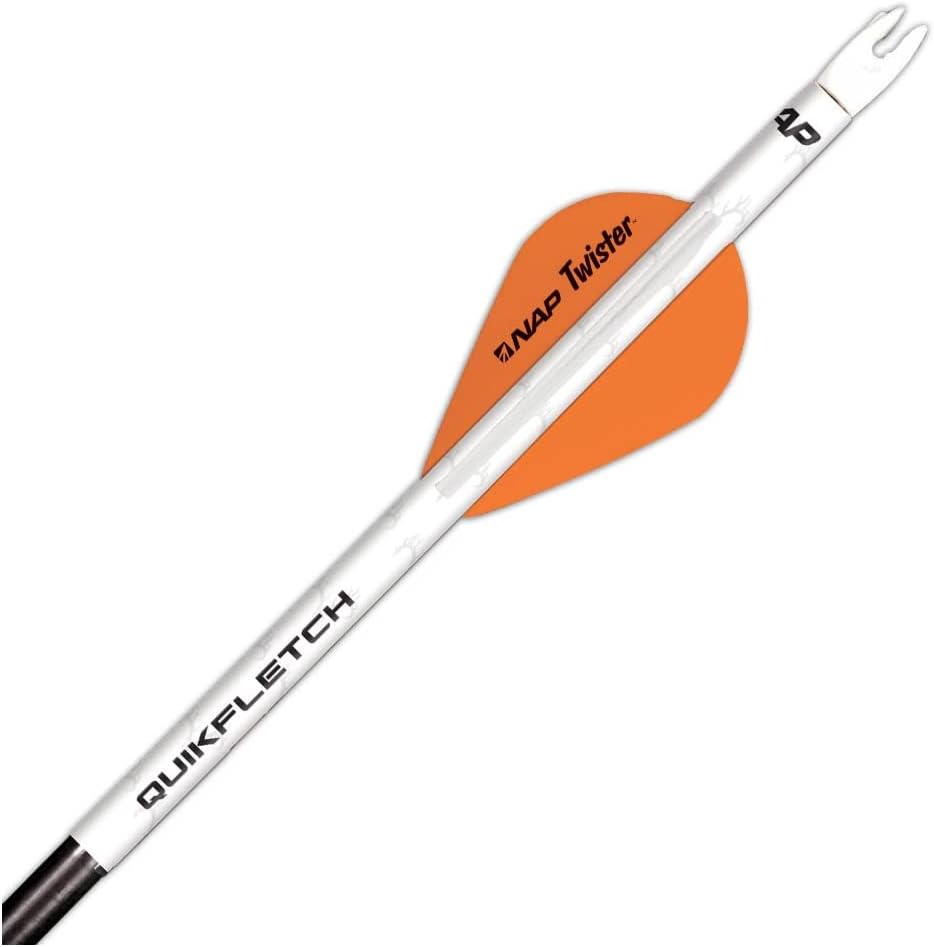 New Archery Products Quikfletch Twister 2" 3-Vane Stabilizing Fletching for Increased Accuracy of Compound Bow Arrows & Crossbow Bolts - 6 Pack
