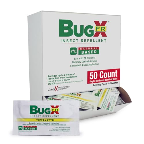 CoreTex Bug X FR DEET-Free Insect Repellent Wipes - Pack of 50, Naturally Derived Geranium Oil, Travel Size Mosquito Repellent Towelettes