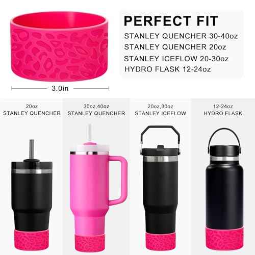 for Stanley Cup Accessories,Leropard Engraved Silicone Boot for Stanley Cup 40oz 30oz 20oz & Hydro Flask 12-24oz,Stylish Bottom Protector Cover Sleeve for Yeti/Simple Modern/Owala Bottle