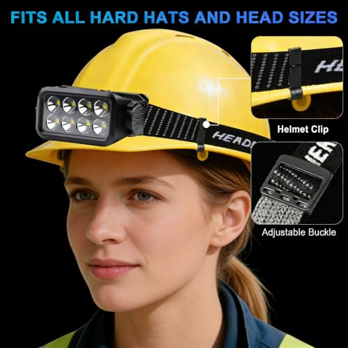 2-Pack Rechargeable LED Headlamps with Motion Sensor & Multiple Modes - Waterproof Outdoor Headlights