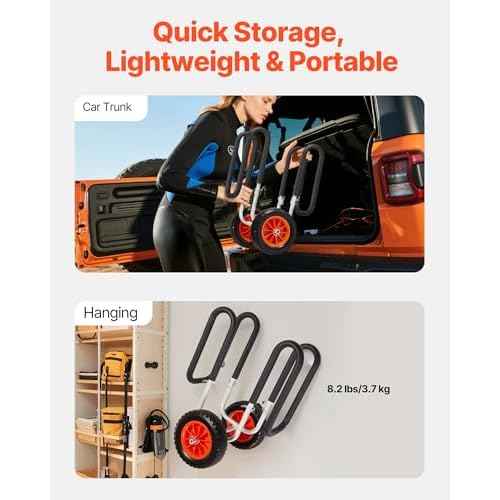 VEVOR Stand Up Board Cart, 150 lbs Surfboard Transport Cart, with 10-inch Solid Rubber Tires & Kickstands & Ratchet Strap for 2 Stand Up Paddle Boards & Surfboards