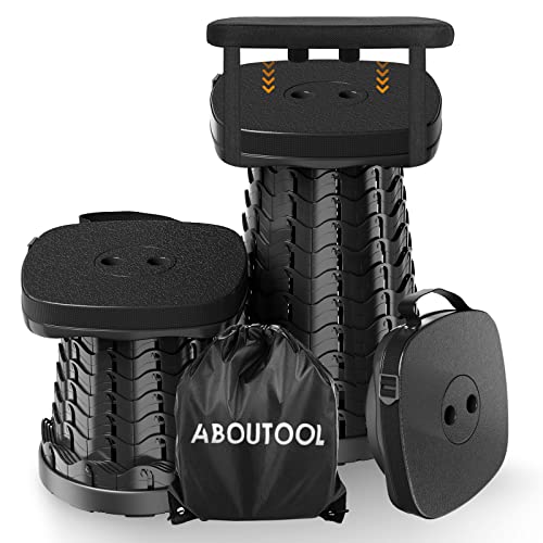 aboutool Collapsible Camping Stool with Soft Removable Cushion Black - Lightweight, 485 lbs Capacity