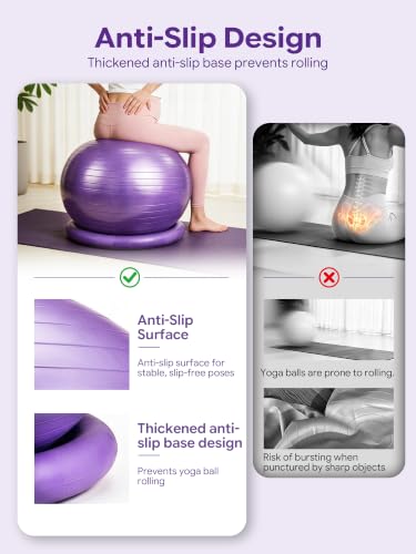 26-Inch Anti-Burst Pregnancy Exercise Ball with Non-Slip Base BPA-Free PVC