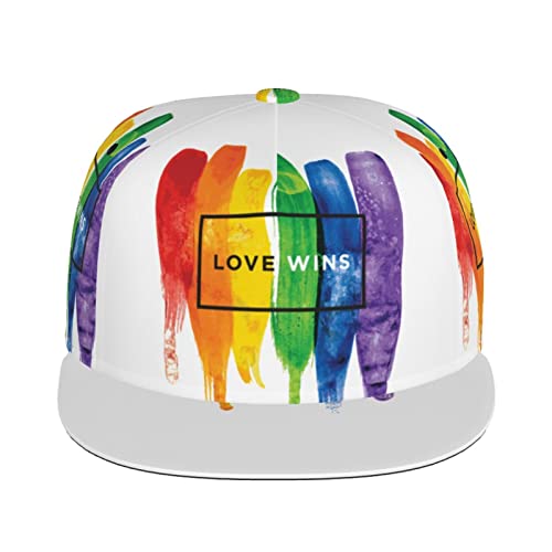 Rainbow Pride LGBT Baseball Cap Flat Bill Adjustable Strapback Hat Men Women