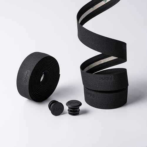 Fabric Logo Handlebar Tape - Road Bike Bar Tape with Handlebar Plugs and Finishing Strips - 200 x 3 cm - 2.5mm Thick Black