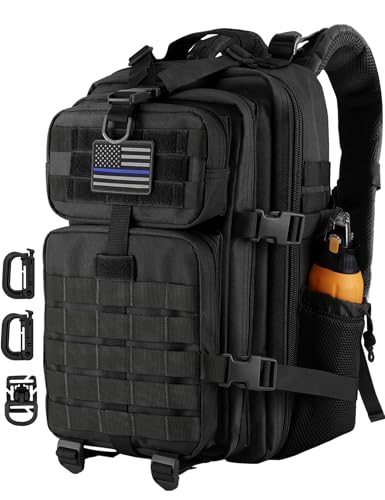 Hannibal Tactical 30L MOLLE Assault Pack Military Backpack Black - 3-Day Rucksack