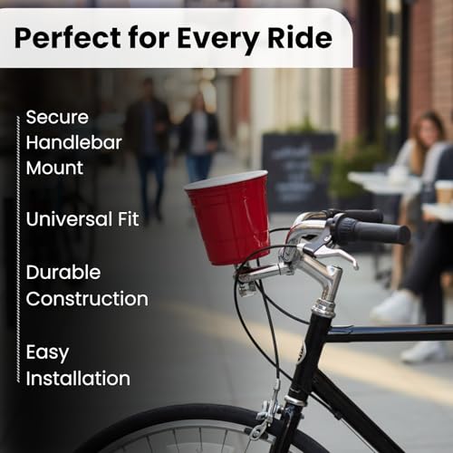 Red - Bike Water Bottle Holder for Bikes & Scooters, Handlebar Clamp