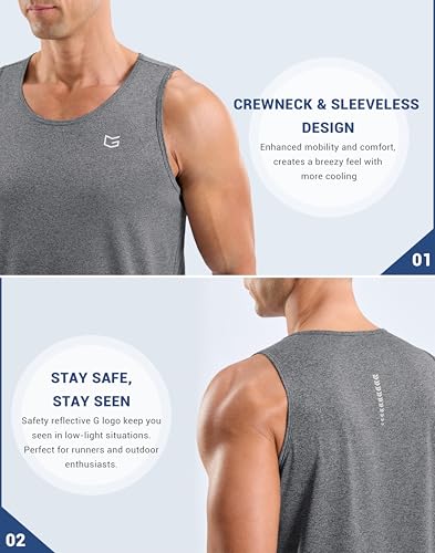 Men's Sleeveless Workout Muscle Tank Top Large Grey Heather - G Gradual