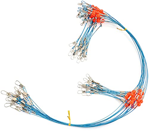 Blue Stainless Steel Fishing Leaders 12 Pack 2 Arm Saltwater Tackle Rig with Swivels