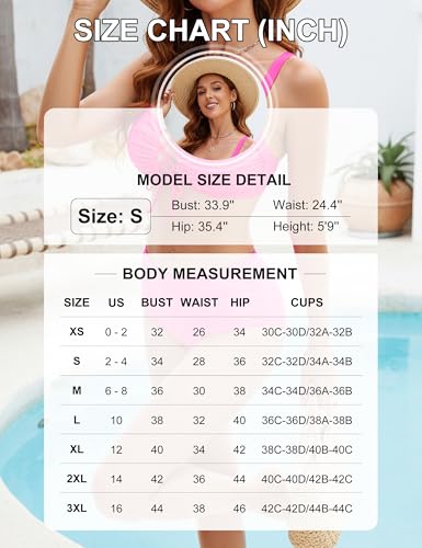 Women High Waisted Bikini Set - Tummy Control Swimsuit Two Piece Tie Front Black Small