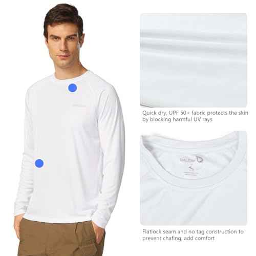 baleaf Men's Sun Protection Shirts UV SPF UPF 50+ Long Sleeve Rash Guard Fishing Running Quick Dry Lightweight