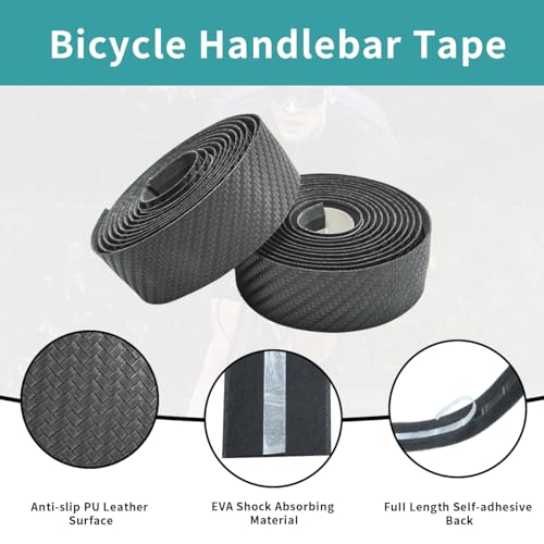 Bike Handlebar Tape EVA Road Bike Grip Tape Carbon Pattern 3mm – Black