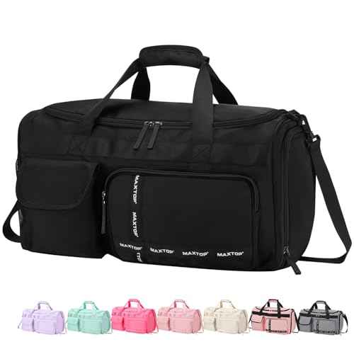 MAXTOP Gym Bag for Women Men Travel Duffle Bag Large Capacity Carry On Weekender Overnight Bag With Shoe Compartment Gym Tote Dry Wet Separation Duffel Bag for Travel