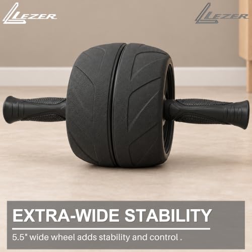 Ab Wheel Exercise Wheel with Extra-Wide 5.5-Inch Rubber Tread for Core Training